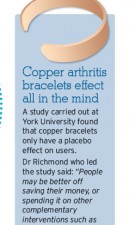 Copper arthritis bracelets effect all in the mind
